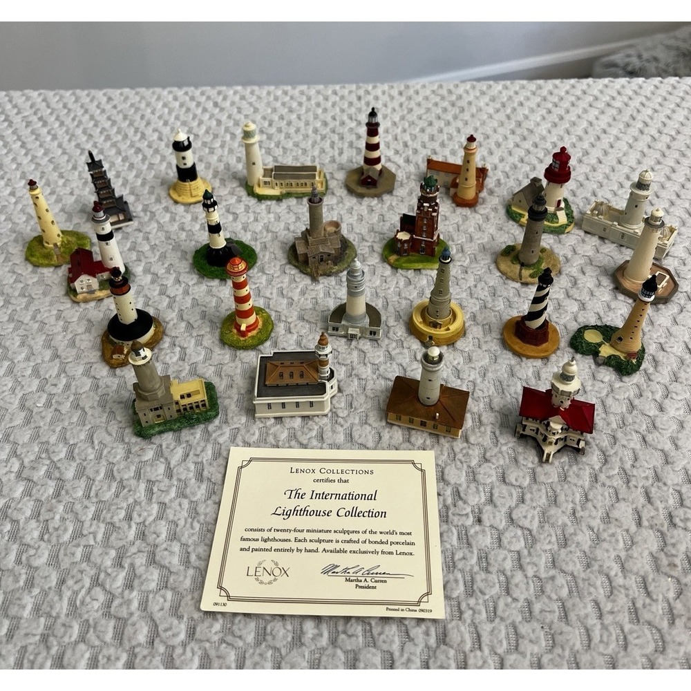 Lenox International Lighthouse Collection Complete 24 Pc Set Mini Porcelain Vtg